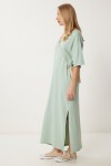 Oversize Basic Yazlık Esnek Örme Elbise ÇAĞLA YEŞİLİ LUB0113