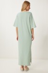 Oversize Basic Yazlık Esnek Örme Elbise ÇAĞLA YEŞİLİ LUB0113