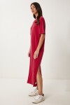 Oversize Basic Yazlık Örme Elbise BORDO LUB0082