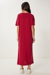 Oversize Basic Yazlık Örme Elbise BORDO LUB0082