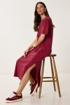 Oversize Basic Yazlık Örme Elbise VİŞNE LUB0082