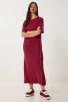 Oversize Basic Yazlık Örme Elbise VİŞNE LUB0082