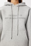 Oversize Kapüşonlu Baskılı Scuba Sweatshirt GRİ MELANJ LUB0291