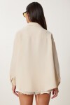 Oversize Müslin Gömlek KREM LRG0027