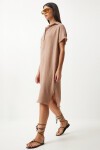 Polo Yaka Yazlık Bol Müslin Elbise BİSKÜVİ LTO0028