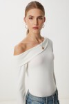 Tek Omuz Örme Yumoş Kazak KEMİK LUB0203