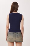 V Yaka Basic Fitilli Örme Bluz LACİVERT LRN0029