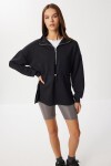 Yarım Fermuarlı Modal Sweatshirt SİYAH LUB0290