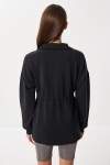 Yarım Fermuarlı Modal Sweatshirt SİYAH LUB0290