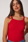 2li Fitilli Crop Halter Yaka Örme Atlet KIRMIZI BEYAZ LZV0003