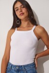 2li Fitilli Crop Halter Yaka Örme Atlet SİYAH BEYAZ LZV0003