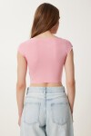 2’li Paket Basic Crop Örme Bluz PEMBE SARI LZV0017