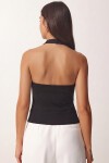 2’li Paket Halter Yaka Basic Örme Bluz SİYAH BEYAZ LDZ0078