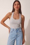 2’li Paket Halter Yaka Basic Örme Bluz SİYAH GRİ MELANJ LDZ0078