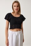 Ajurlu Triko Bluz SİYAH LYU0003