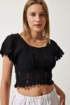 Ajurlu Triko Bluz SİYAH LYU0003