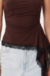 Asimetrik Dantelli Sandy Bluz KAHVERENGİ LZV0069