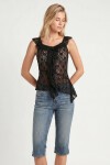 Asimetrik Dantelli Transparan Bluz SİYAH LFW0029