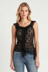 Asimetrik Dantelli Transparan Bluz SİYAH LFW0029