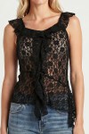 Asimetrik Dantelli Transparan Bluz SİYAH LFW0029