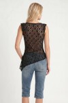 Asimetrik Dantelli Transparan Bluz SİYAH LFW0029