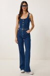 Askılı Kemerli Denim Tulum KOYU MAVİ LVW0001