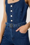 Askılı Kemerli Denim Tulum KOYU MAVİ LVW0001