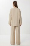 Bağlama Detaylı Müslin Kimono Takım BEJ LZH0020