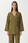 Bağlama Detaylı Müslin Kimono Takım HAKİ LZH0020