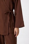 Bağlama Detaylı Müslin Kimono Takım KAHVERENGİ LZH0020