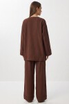 Bağlama Detaylı Müslin Kimono Takım KAHVERENGİ LZH0020