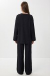 Bağlama Detaylı Müslin Kimono Takım SİYAH LZH0020