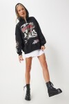Baskılı Kapüşonlu Şardonlu Örme Sweatshirt SİYAH LVN0003