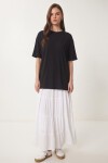 Bisiklet Yaka Oversize Uzun T-shirt SİYAH LRN0052