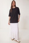 Bisiklet Yaka Oversize Uzun T-shirt SİYAH LRN0052