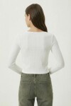 Biye Detaylı Crop Fitilli Örme Bluz EKRU LZE0008