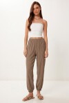 Cepli Rahat Krinkıl Şalvar Pantolon VİZON LFW0024