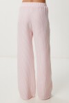 Çizgili Cepli Müslin Pantolon PEMBE KEMİK LYY0110