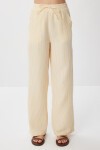 Çizgili Cepli Müslin Pantolon SARI KEMİK LYY0110