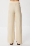 Çizgili Cepli Müslin Pantolon SARI KEMİK LYY0110