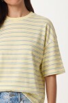Çizgili Oversize Örme T-shirt SARI LCR0124