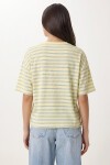 Çizgili Oversize Örme T-shirt SARI LCR0124