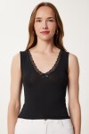 Dantel Detaylı Örme Bodysuit SİYAH LZV0016