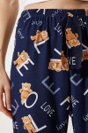 Desenli Yumuşak Dokulu Örme Pijama Altı LACİVERT LXR0001