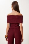 Dokulu Bluz Pantolon Takım BORDO LZV0014