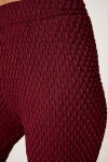 Dokulu Esnek Bluz Pantolon Takım BORDO LZV0011