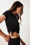 Dokulu Esnek Bluz Pantolon Takım SİYAH LZV0011