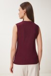 Dore Düğmeli Fitilli Örme Bluz BORDO LZV0007