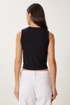 Dore Düğmeli Fitilli Örme Crop Bluz SİYAH LZV0012