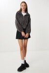 Fermuarlı Peluş Sweatshirt ANTRASİT LZV0019
